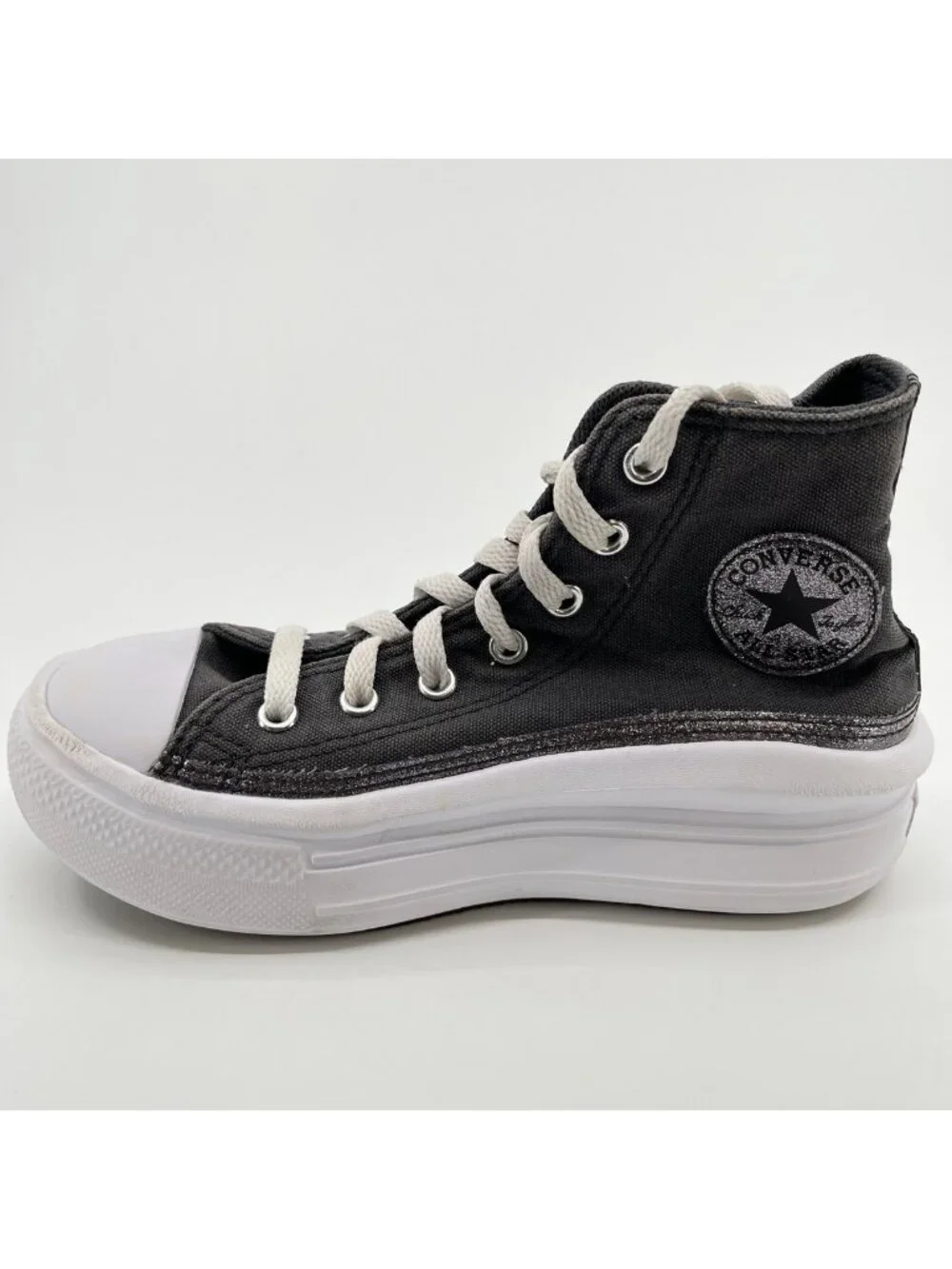 Converse Chuck Taylor All Star Move Girls Size 2Y Gray Glitter Shoes Sneakers